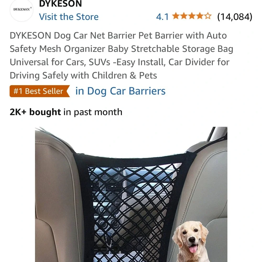 Universal Dog Car Net Barrier Black stretch mesh backseat barrier, safety net